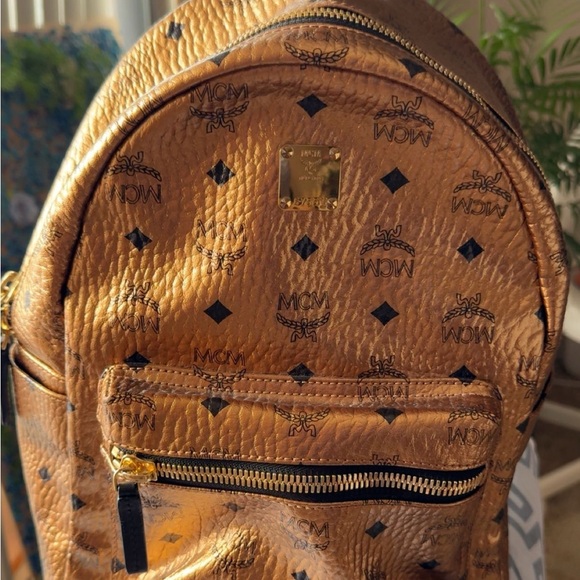 MCM Handbags - MCM Metallic Gold Backpack for Men